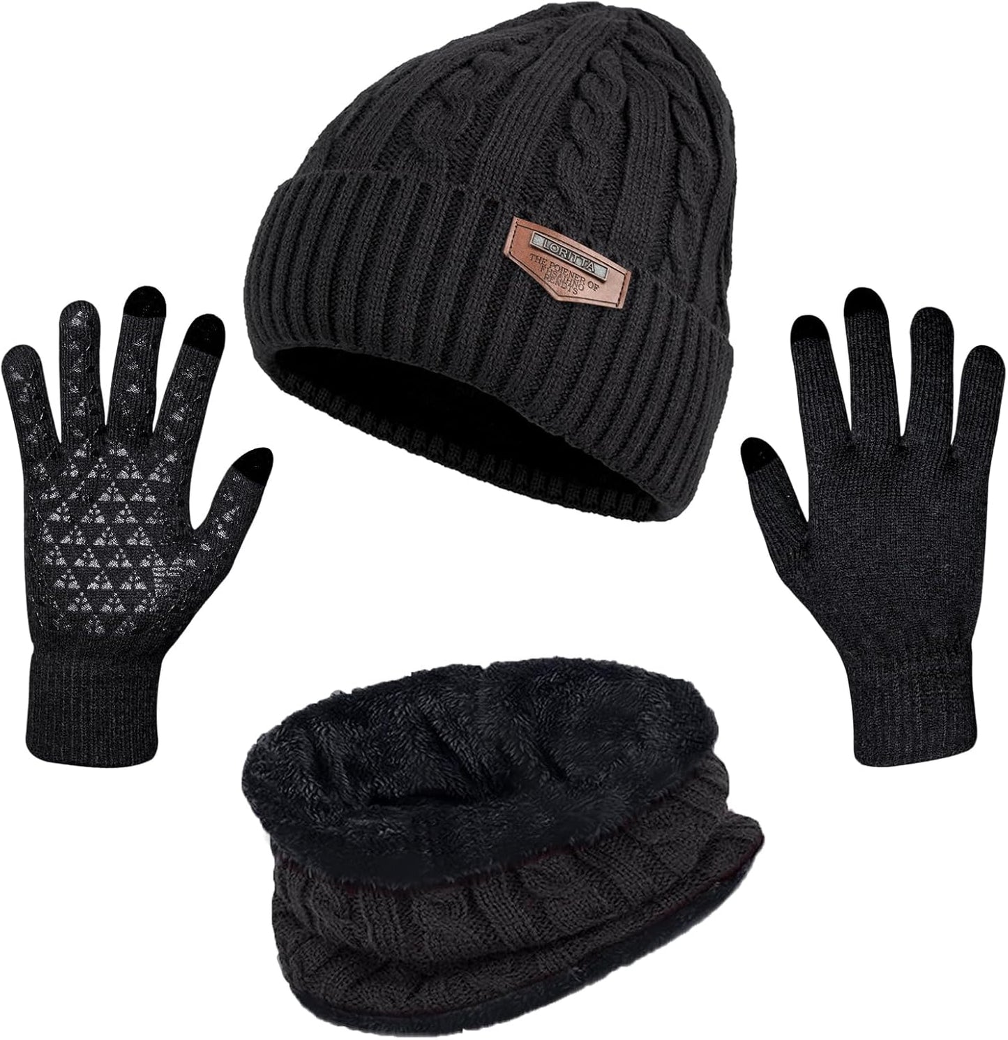 Winter Beanie Hats Scarf Gloves Set Thick Warm Slouchy Beanies Hat Knit Skull Cap Neck Warmer for Men Women