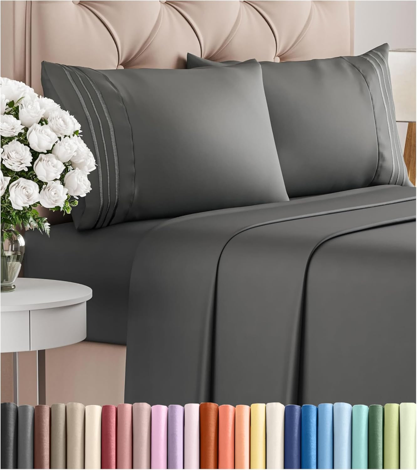 Queen Size 4 Piece Sheet Set - Comfy Breathable & Cooling Bed Sheets Set - Hotel Luxury Bedding for Women, Men, Kids, Teens, Boys & Girls - Deep Pockets, Ultra-Soft, Wrinkle Free - Oeko-Tex - Khaki