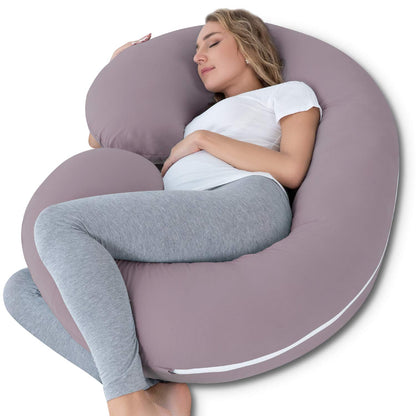 Pregnancy Pillow Cooling, Maternity Pillow with Soft Cotton Cover, C Shaped for Side Sleeping