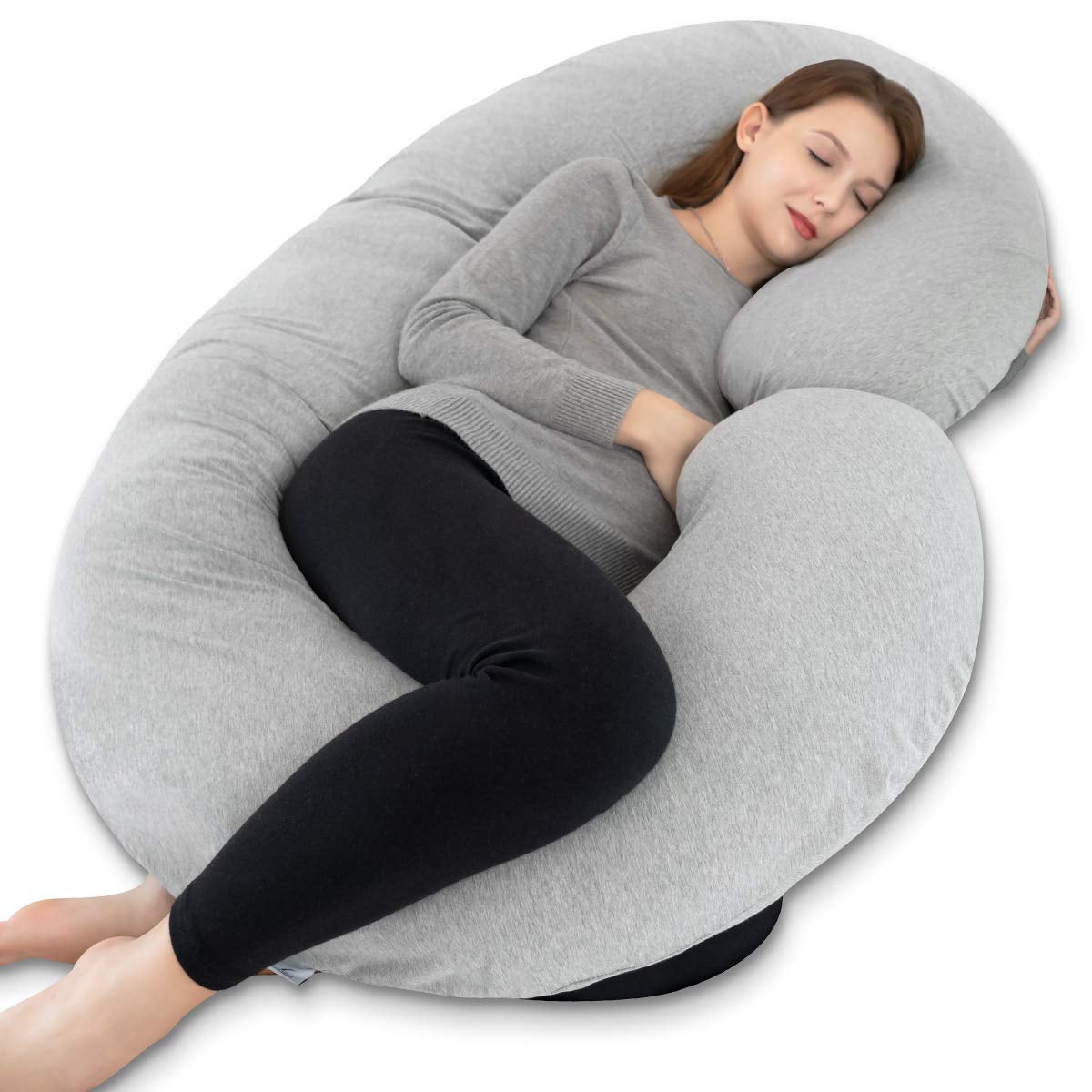 Pregnancy Pillow Cooling, Maternity Pillow with Soft Cotton Cover, C Shaped for Side Sleeping