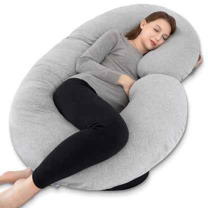 Pregnancy Pillow Cooling, Maternity Pillow with Soft Cotton Cover, C Shaped for Side Sleeping
