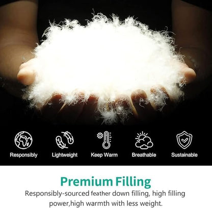 Heavyweight down Feather Fibers Comforter California King Size - Ultra-Soft Luxury High Fill-Power Hotel-Style Thicker Winter Duvet Insert for Colder Weather/Sleeper (104X96, White)
