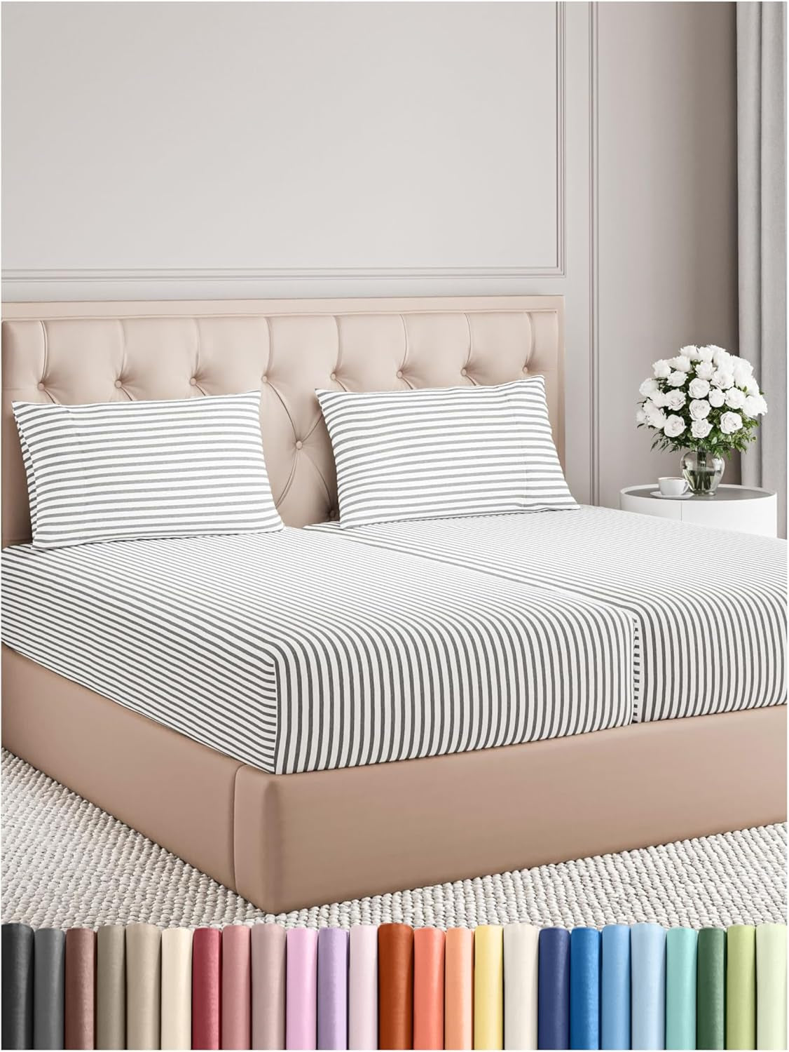 Queen Size 4 Piece Sheet Set - Comfy Breathable & Cooling Bed Sheets Set - Hotel Luxury Bedding for Women, Men, Kids, Teens, Boys & Girls - Deep Pockets, Ultra-Soft, Wrinkle Free - Oeko-Tex - Khaki