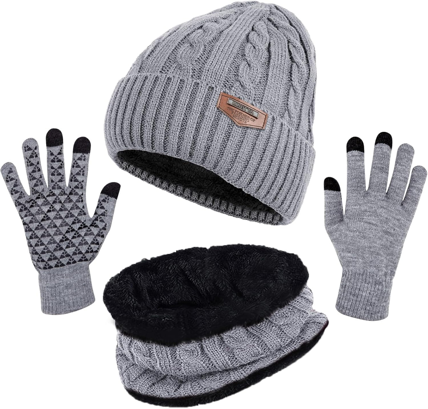 Winter Beanie Hats Scarf Gloves Set Thick Warm Slouchy Beanies Hat Knit Skull Cap Neck Warmer for Men Women