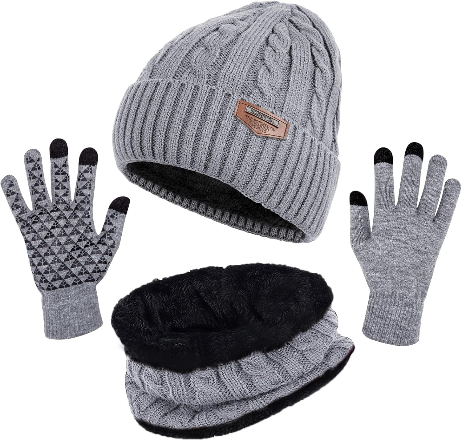 Winter Beanie Hats Scarf Gloves Set Thick Warm Slouchy Beanies Hat Knit Skull Cap Neck Warmer for Men Women