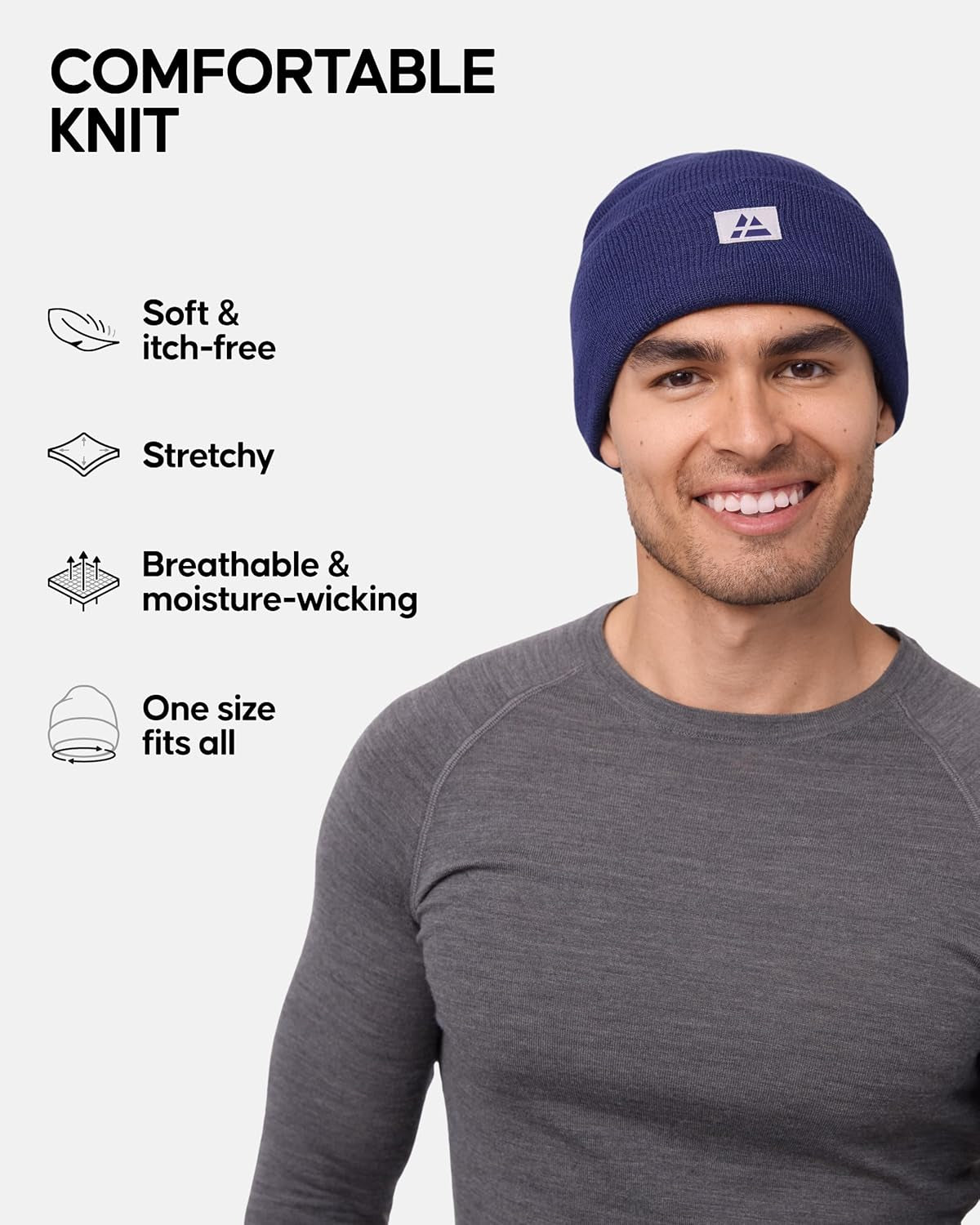 Sustainable Classic Beanie for Men & Women, Plain Kitted Hat