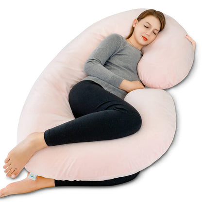 Pregnancy Pillow Cooling, Maternity Pillow with Soft Cotton Cover, C Shaped for Side Sleeping