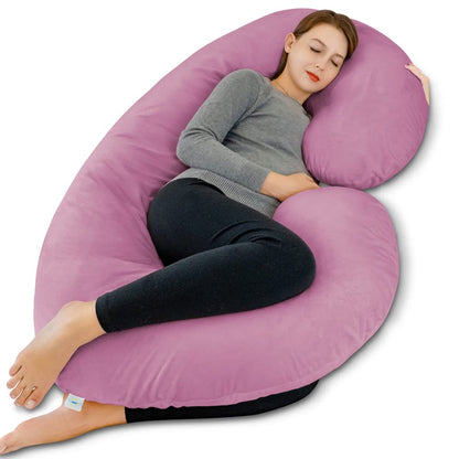 Pregnancy Pillow Cooling, Maternity Pillow with Soft Cotton Cover, C Shaped for Side Sleeping