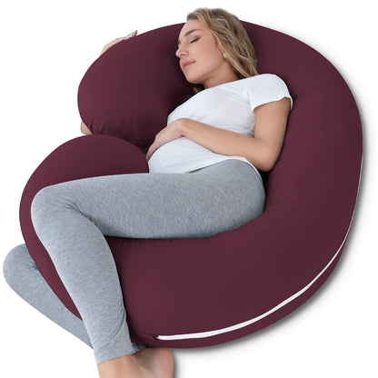Pregnancy Pillow Cooling, Maternity Pillow with Soft Cotton Cover, C Shaped for Side Sleeping