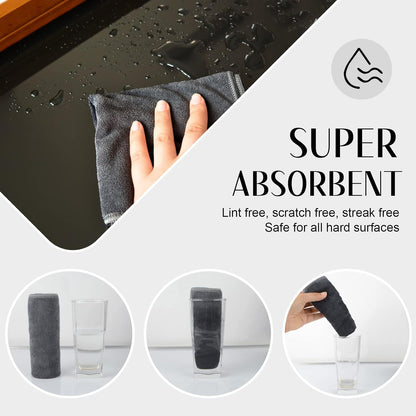 Microfiber Cleaning Cloth Ultra Absorbent Softer Towel Reusable Cloth No Streak Lintless Cleaning Clothes for Home, Kitchen, Car, Window Use 12X12 Inch Slate Grey 6 Pack