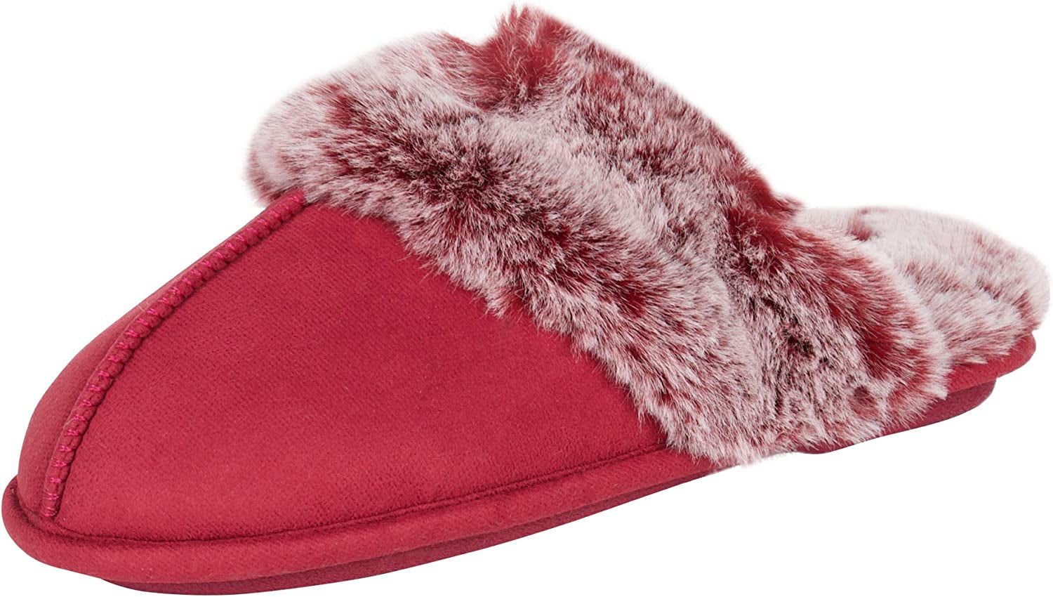 Women'S Comfy Faux Fur House Slipper Scuff Memory Foam Slip on Anti-Skid Sole