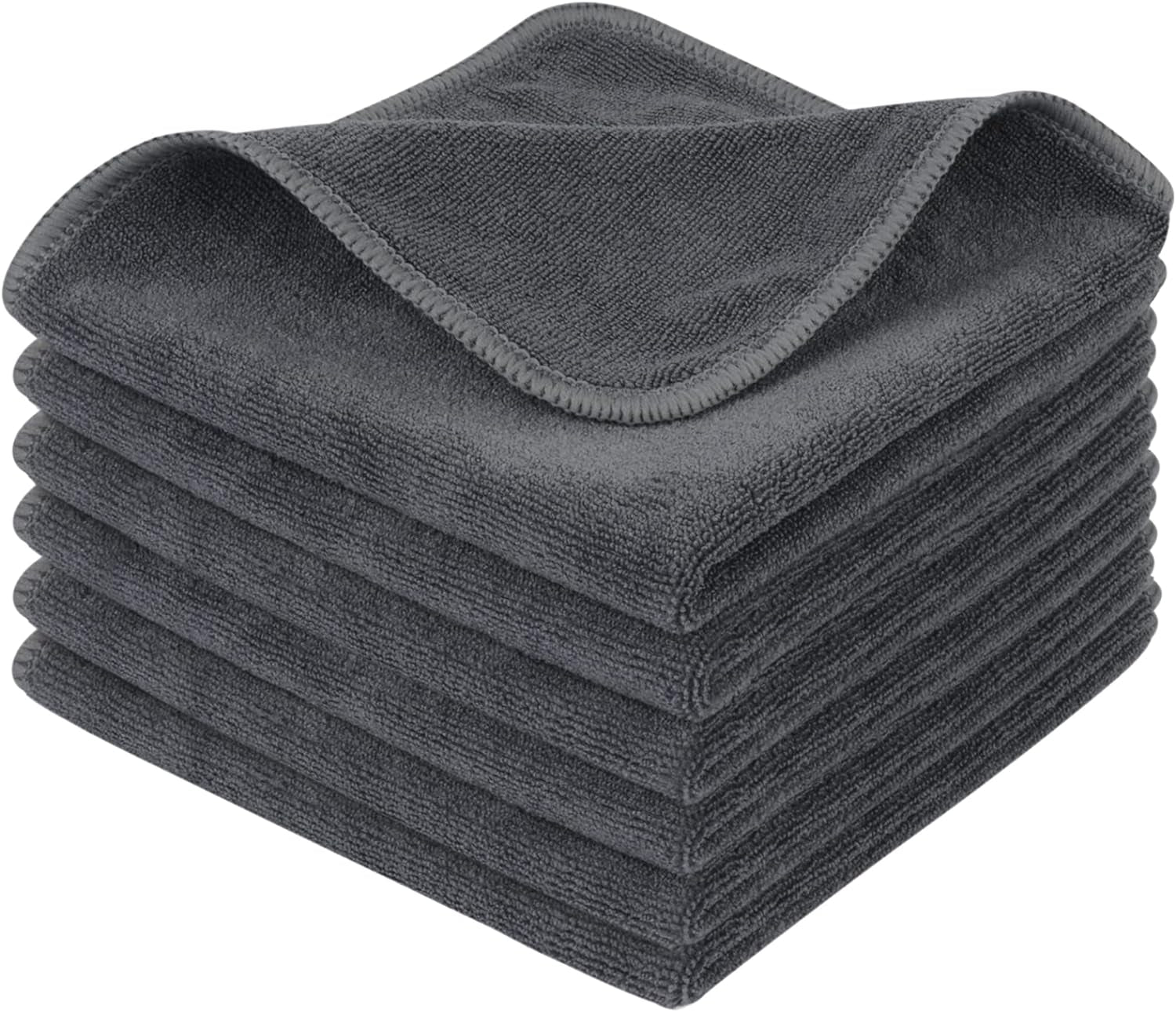 Microfiber Cleaning Cloth Ultra Absorbent Softer Towel Reusable Cloth No Streak Lintless Cleaning Clothes for Home, Kitchen, Car, Window Use 12X12 Inch Slate Grey 6 Pack