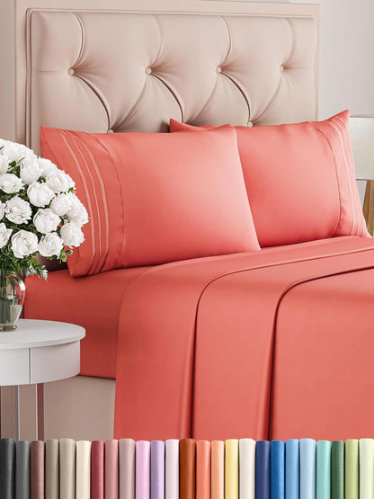 Queen Size 4 Piece Sheet Set - Comfy Breathable & Cooling Bed Sheets Set - Hotel Luxury Bedding for Women, Men, Kids, Teens, Boys & Girls - Deep Pockets, Ultra-Soft, Wrinkle Free - Oeko-Tex - Khaki