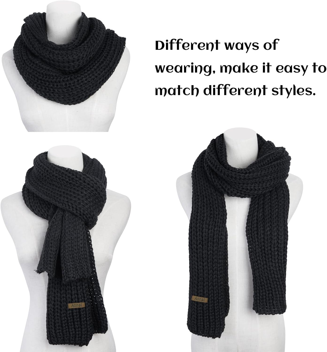 Womens Winter Scarf Cold Weather Thick Warm Cable Knit Wraps Chunky Large Soft Long Scarves