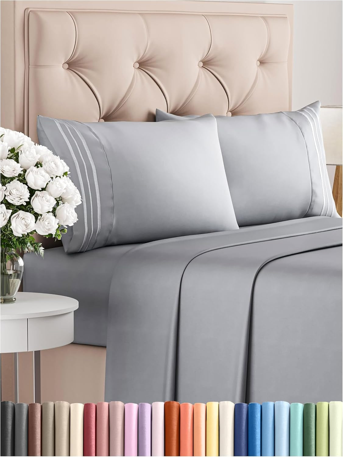 Queen Size 4 Piece Sheet Set - Comfy Breathable & Cooling Bed Sheets Set - Hotel Luxury Bedding for Women, Men, Kids, Teens, Boys & Girls - Deep Pockets, Ultra-Soft, Wrinkle Free - Oeko-Tex - Khaki
