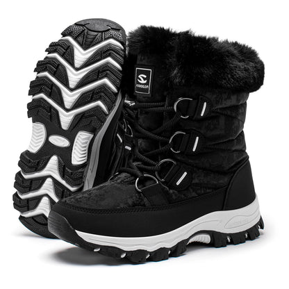 HOBIBEAR Women's Snow Boots Winter Outdoor Faux Fur Lined Warm Water Resistant Mid-Calf Booties
