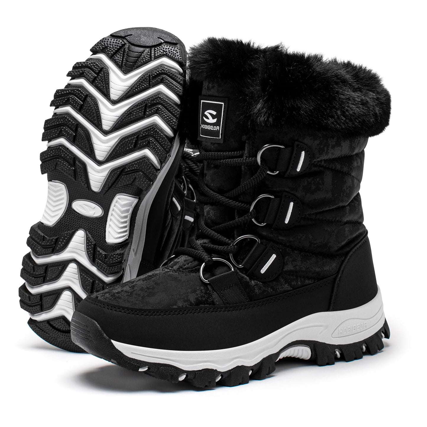 HOBIBEAR Women's Snow Boots Winter Outdoor Faux Fur Lined Warm Water Resistant Mid-Calf Booties