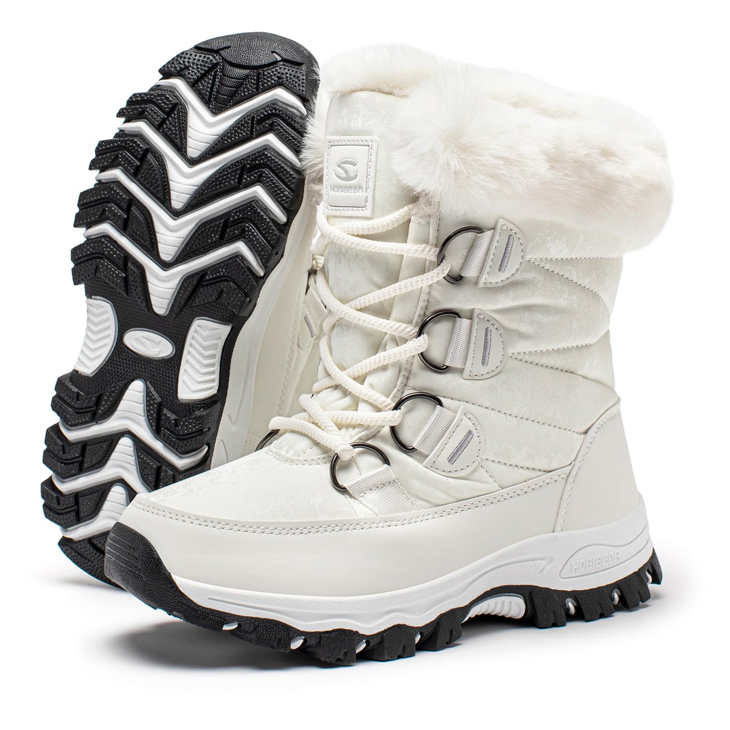 HOBIBEAR Women's Snow Boots Winter Outdoor Faux Fur Lined Warm Water Resistant Mid-Calf Booties