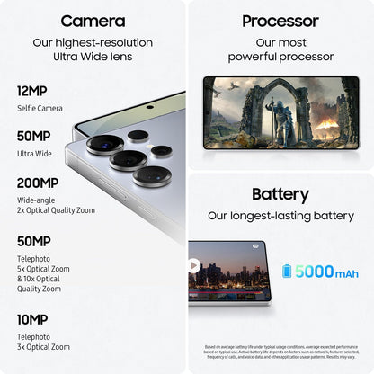 SAMSUNG Galaxy S25 Ultra Cell Phone, 256GB AI Smartphone, Unlocked Android, AI Camera, Fast Processor, Long Battery Life, 2025, Titanium Silverblue (Renewed)