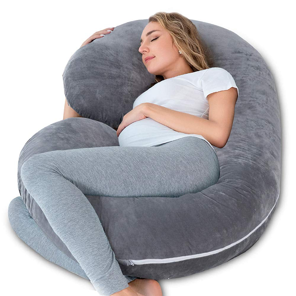 Pregnancy Pillow Cooling, Maternity Pillow with Soft Cotton Cover, C Shaped for Side Sleeping