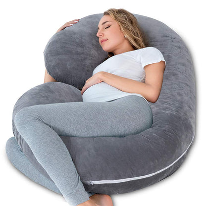 Pregnancy Pillow Cooling, Maternity Pillow with Soft Cotton Cover, C Shaped for Side Sleeping