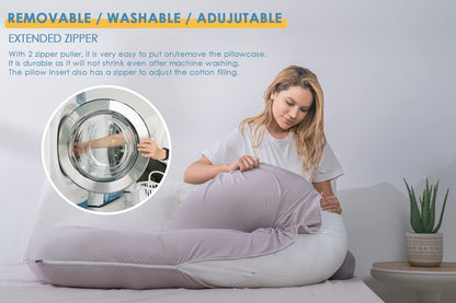 Pregnancy Pillow Cooling, Maternity Pillow with Soft Cotton Cover, C Shaped for Side Sleeping