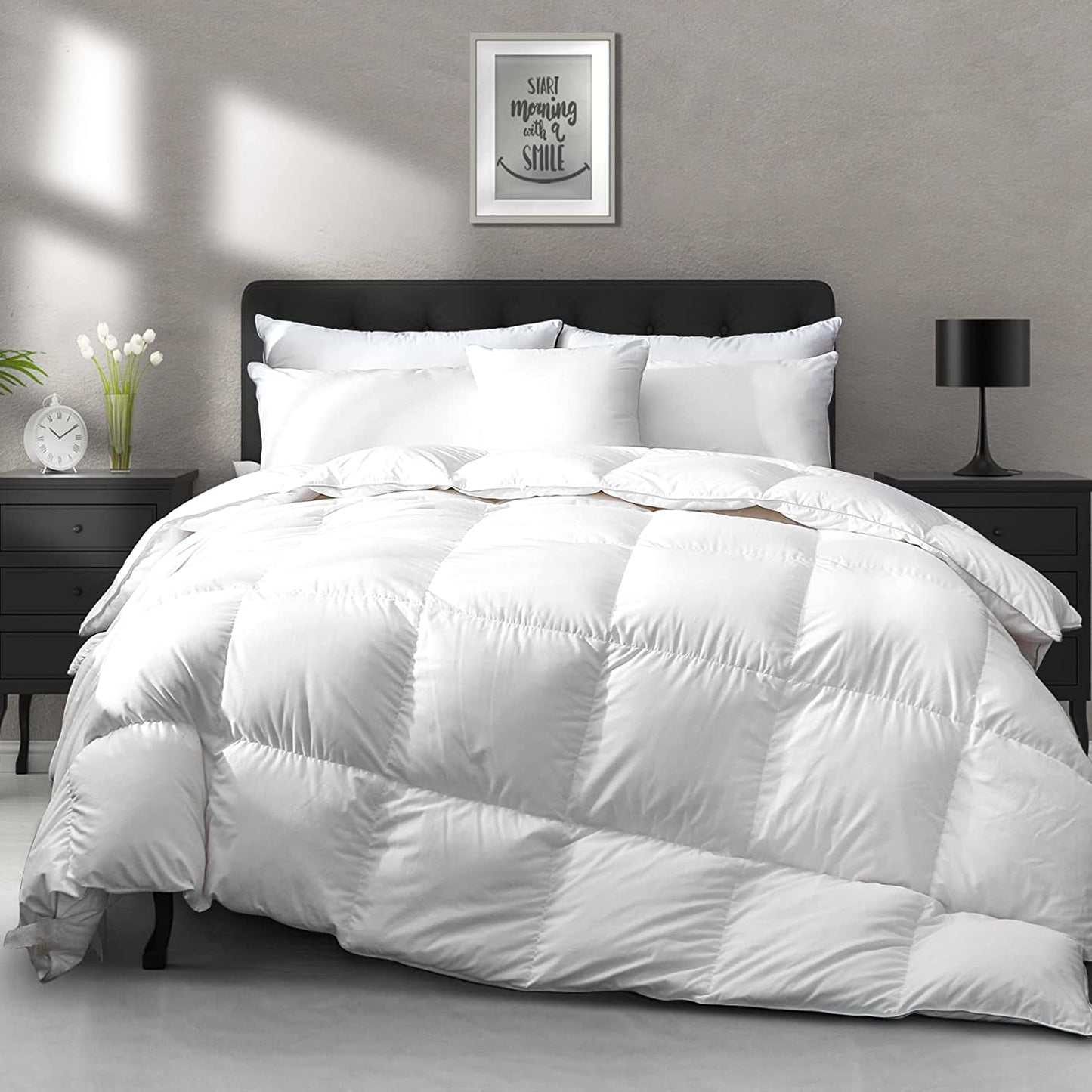 Heavyweight down Feather Fibers Comforter California King Size - Ultra-Soft Luxury High Fill-Power Hotel-Style Thicker Winter Duvet Insert for Colder Weather/Sleeper (104X96, White)