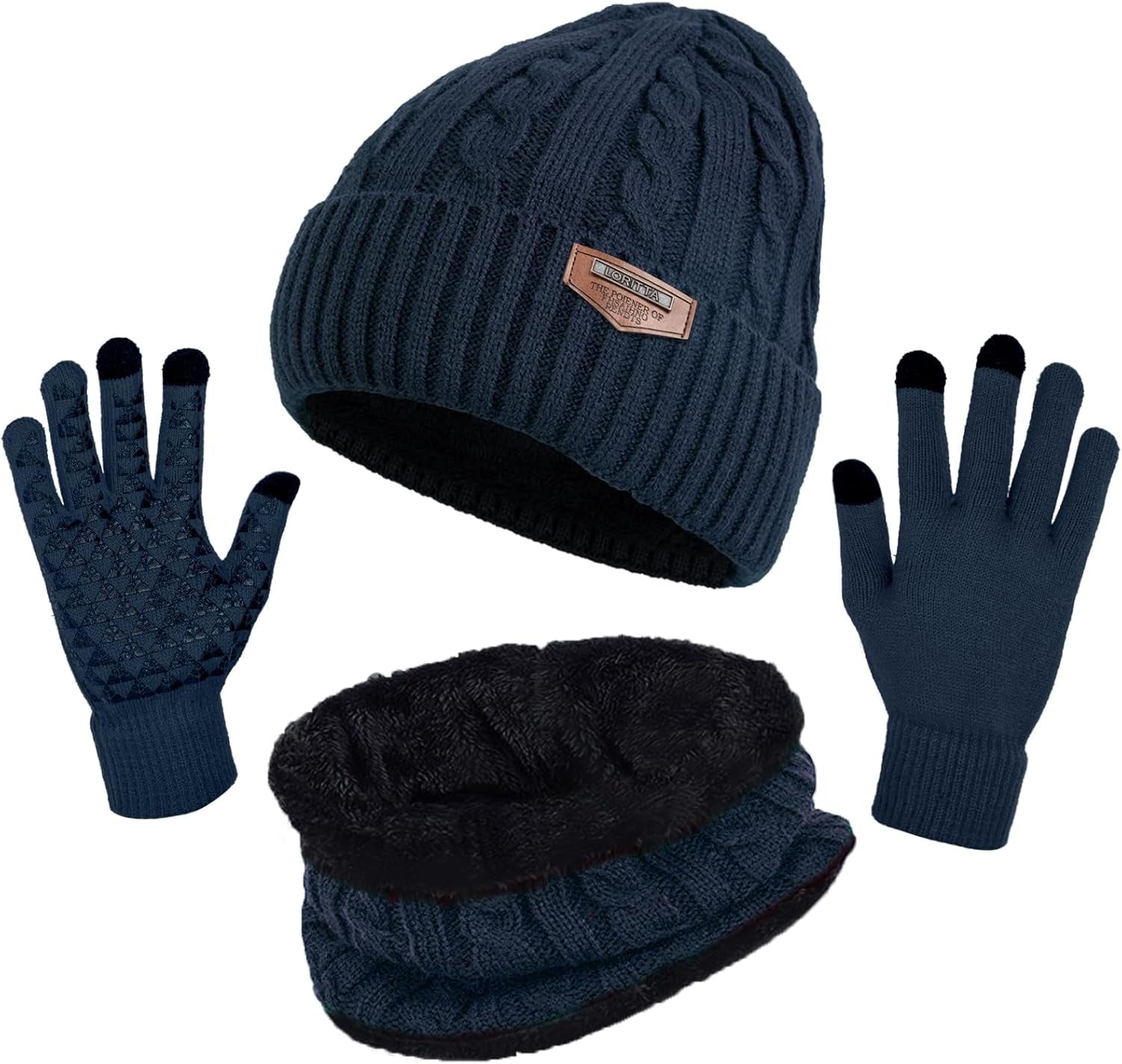 Winter Beanie Hats Scarf Gloves Set Thick Warm Slouchy Beanies Hat Knit Skull Cap Neck Warmer for Men Women