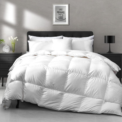 Heavyweight down Feather Fibers Comforter California King Size - Ultra-Soft Luxury High Fill-Power Hotel-Style Thicker Winter Duvet Insert for Colder Weather/Sleeper (104X96, White)