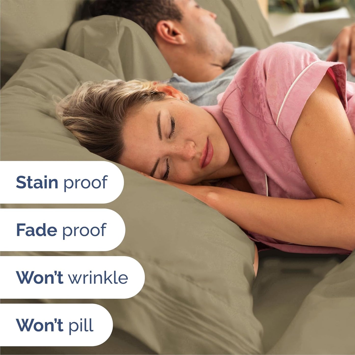 Queen Size 4 Piece Sheet Set - Comfy Breathable & Cooling Bed Sheets Set - Hotel Luxury Bedding for Women, Men, Kids, Teens, Boys & Girls - Deep Pockets, Ultra-Soft, Wrinkle Free - Oeko-Tex - Khaki