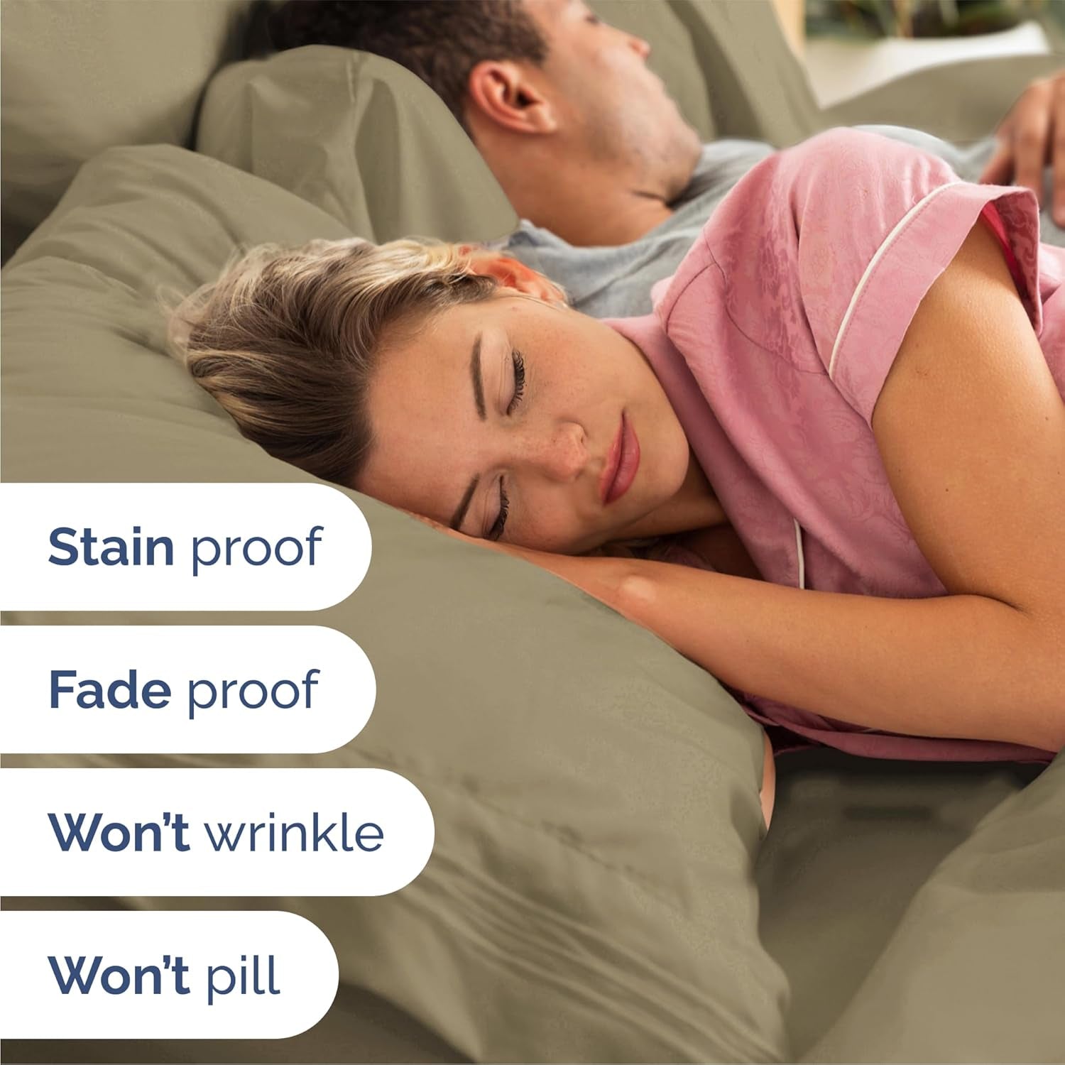 Queen Size 4 Piece Sheet Set - Comfy Breathable & Cooling Bed Sheets Set - Hotel Luxury Bedding for Women, Men, Kids, Teens, Boys & Girls - Deep Pockets, Ultra-Soft, Wrinkle Free - Oeko-Tex - Khaki