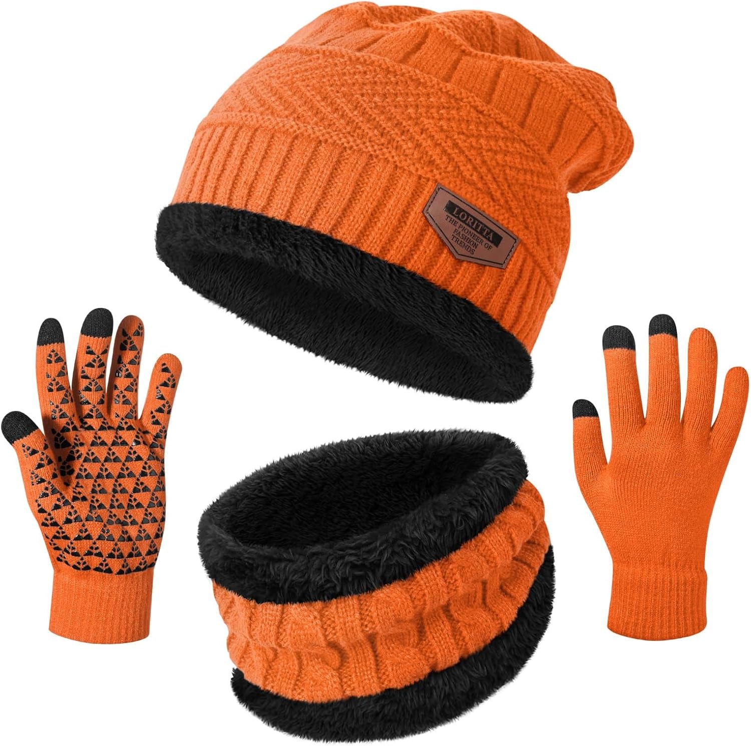 Winter Beanie Hats Scarf Gloves Set Thick Warm Slouchy Beanies Hat Knit Skull Cap Neck Warmer for Men Women