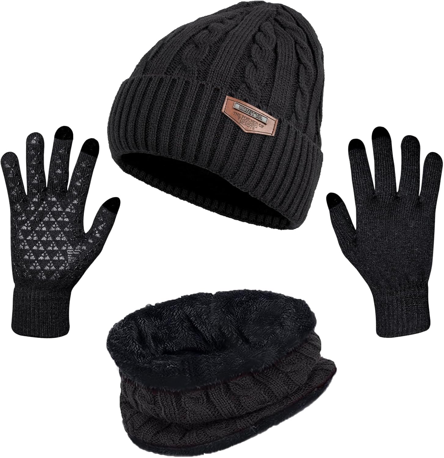 Winter Beanie Hats Scarf Gloves Set Thick Warm Slouchy Beanies Hat Knit Skull Cap Neck Warmer for Men Women