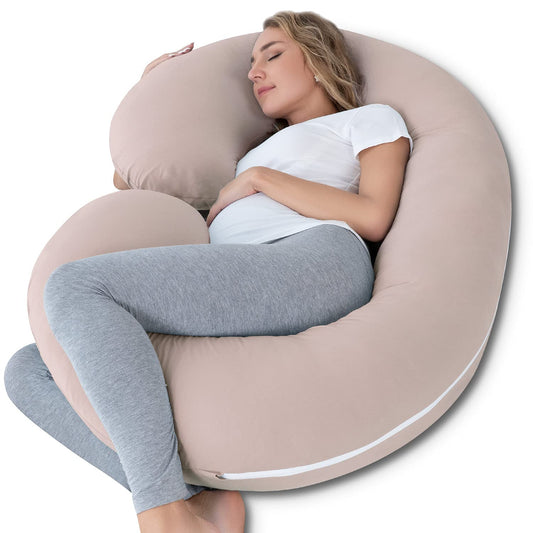 Pregnancy Pillow Cooling, Maternity Pillow with Soft Cotton Cover, C Shaped for Side Sleeping
