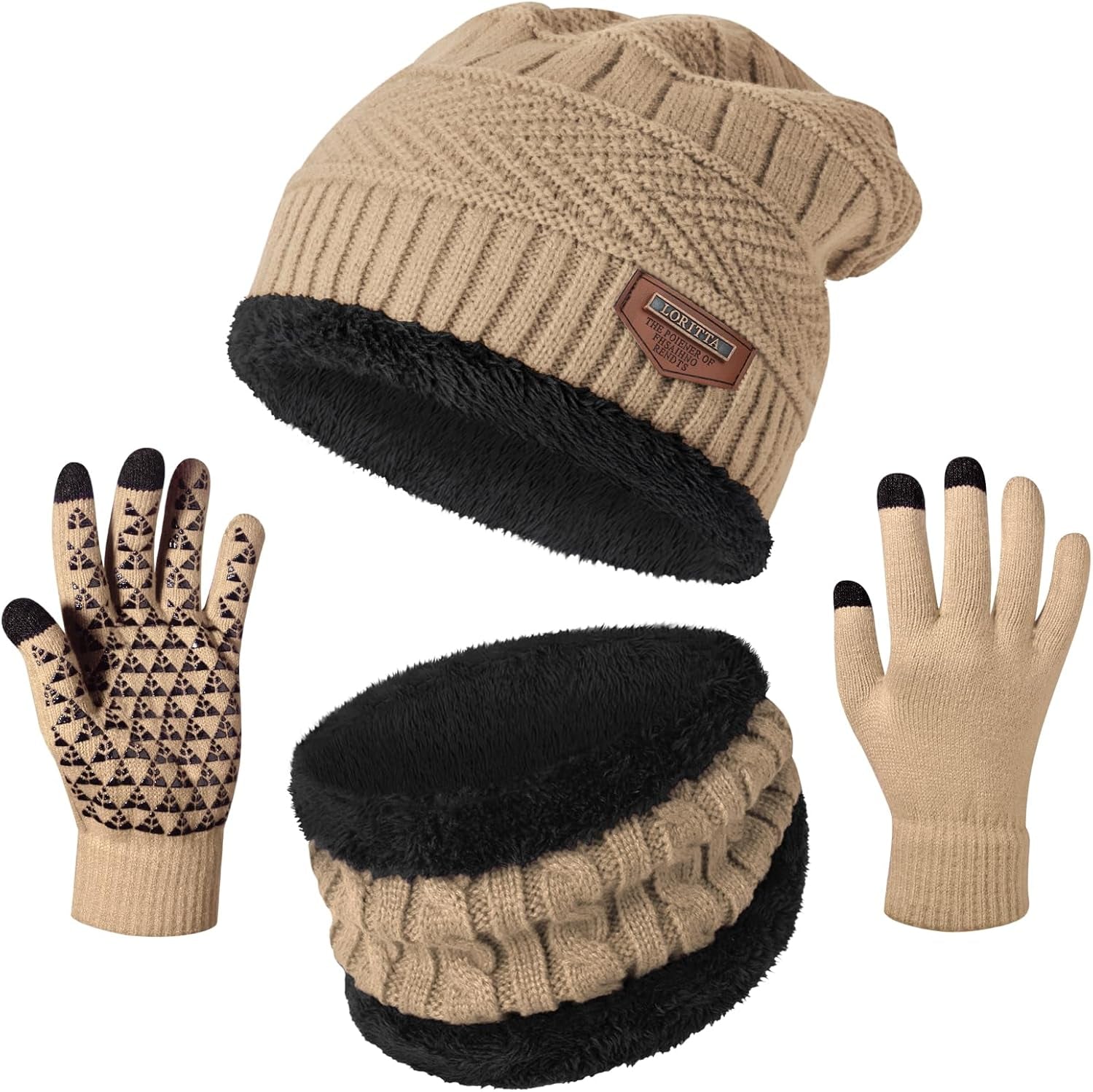 Winter Beanie Hats Scarf Gloves Set Thick Warm Slouchy Beanies Hat Knit Skull Cap Neck Warmer for Men Women