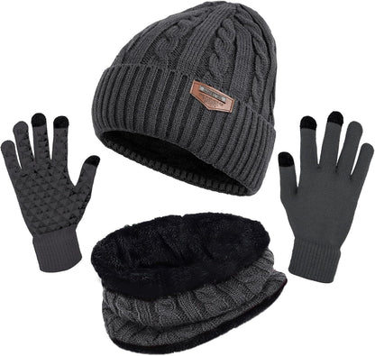 Winter Beanie Hats Scarf Gloves Set Thick Warm Slouchy Beanies Hat Knit Skull Cap Neck Warmer for Men Women
