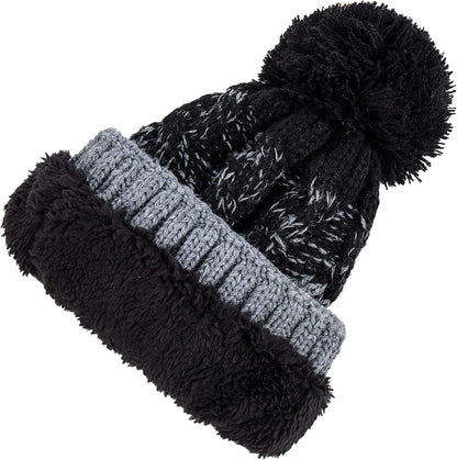 Women Winter Pompom Beanie Hat with Warm Fleece Lined, Thick Slouchy Snow Knit Skull Ski Cap