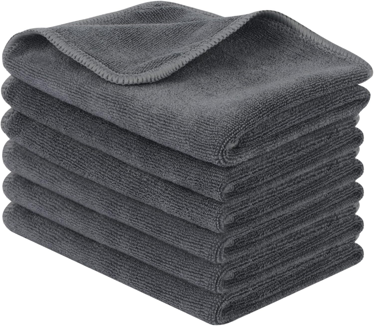 Microfiber Cleaning Cloth Ultra Absorbent Softer Towel Reusable Cloth No Streak Lintless Cleaning Clothes for Home, Kitchen, Car, Window Use 12X12 Inch Slate Grey 6 Pack