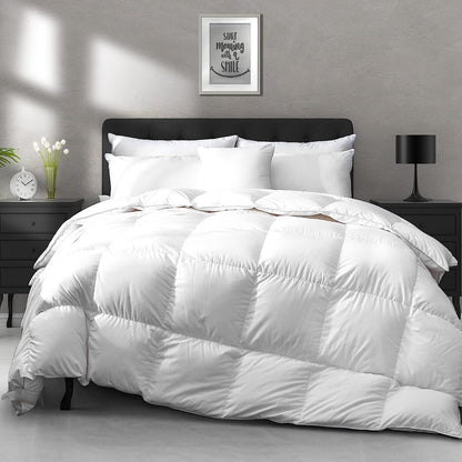 Heavyweight down Feather Fibers Comforter California King Size - Ultra-Soft Luxury High Fill-Power Hotel-Style Thicker Winter Duvet Insert for Colder Weather/Sleeper (104X96, White)